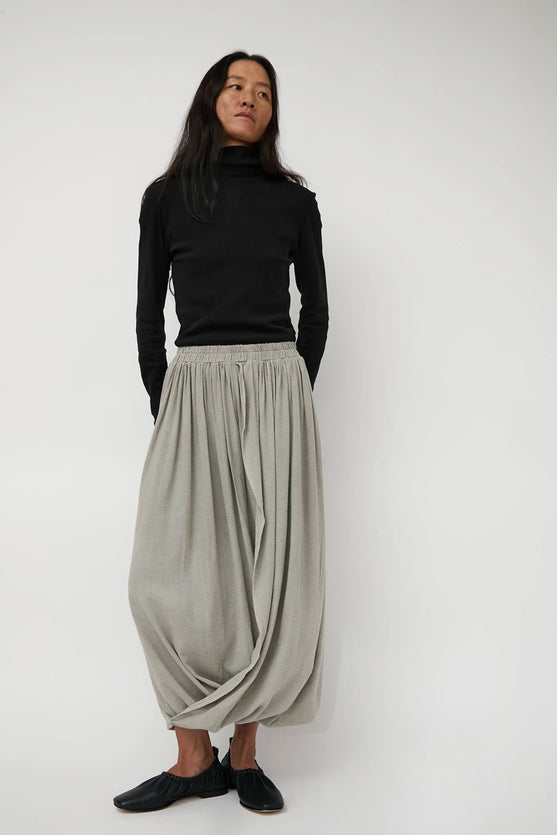 Black Crane Double Layered Drapy Skirt in Limestone
