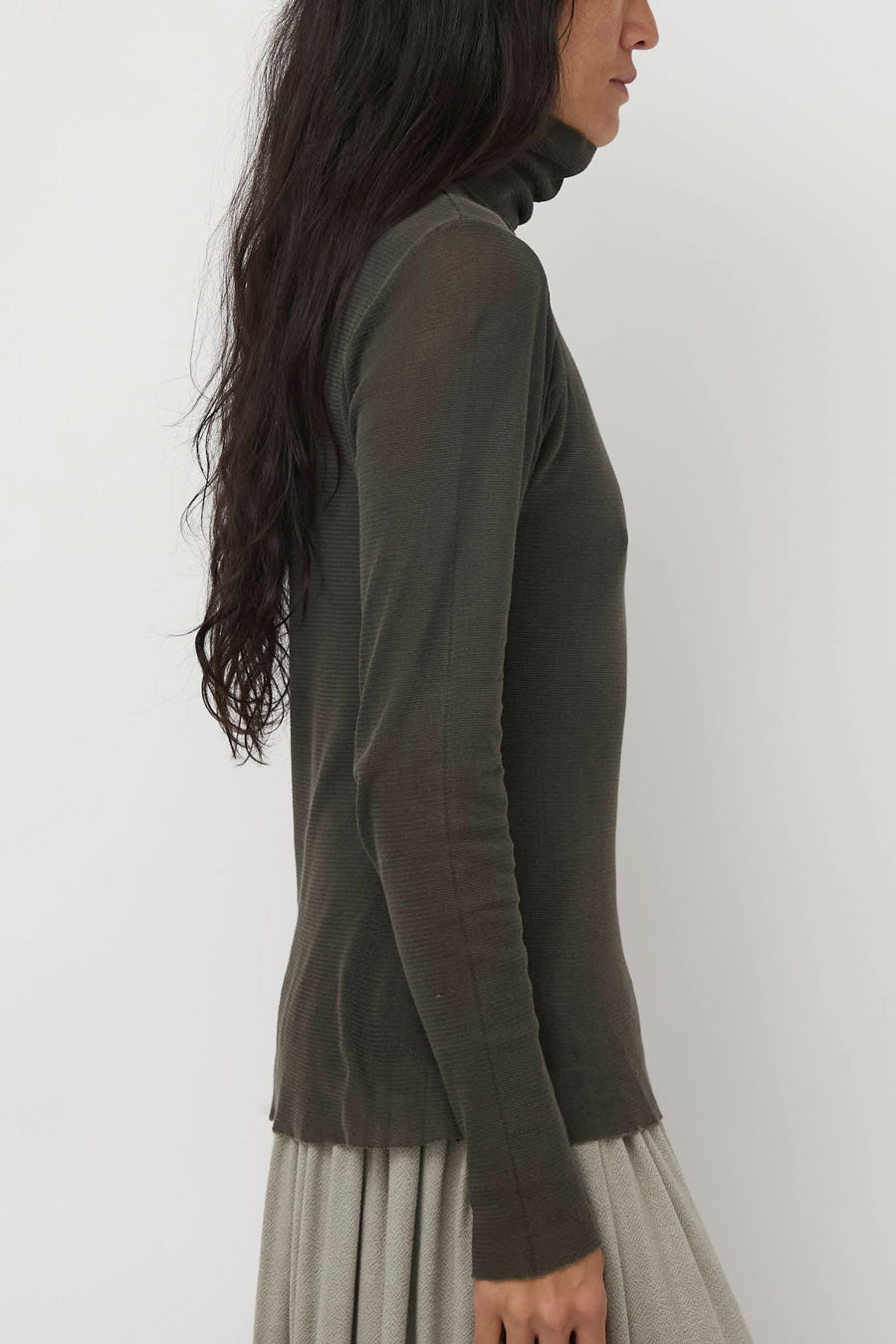 Black Crane Double Mesh Turtleneck in Slate