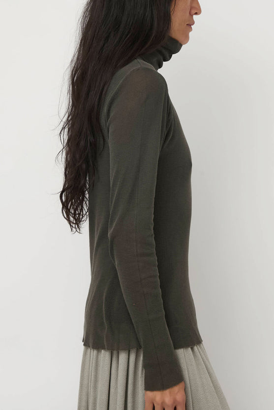 Black Crane Double Mesh Turtleneck in Slate