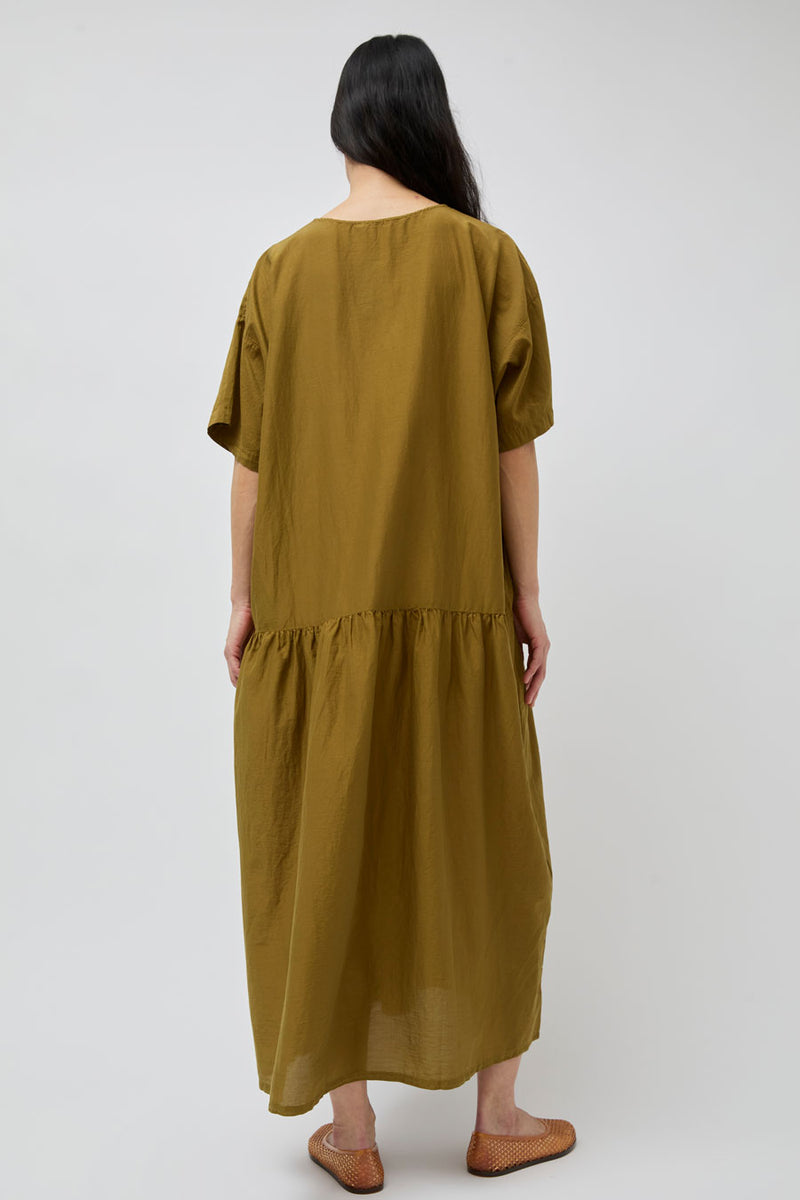 Black Crane Easy Dress in Dark Olive