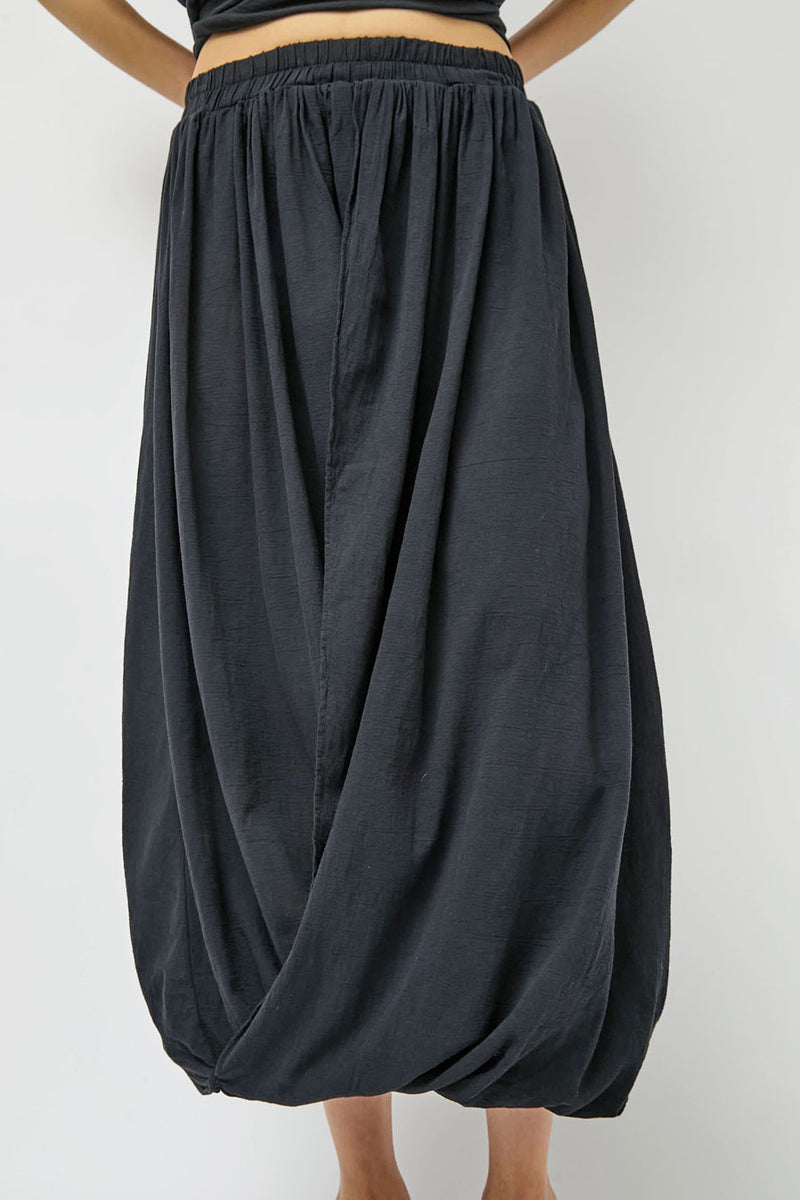 Black Crane Greek Column Skirt in Sumi Black