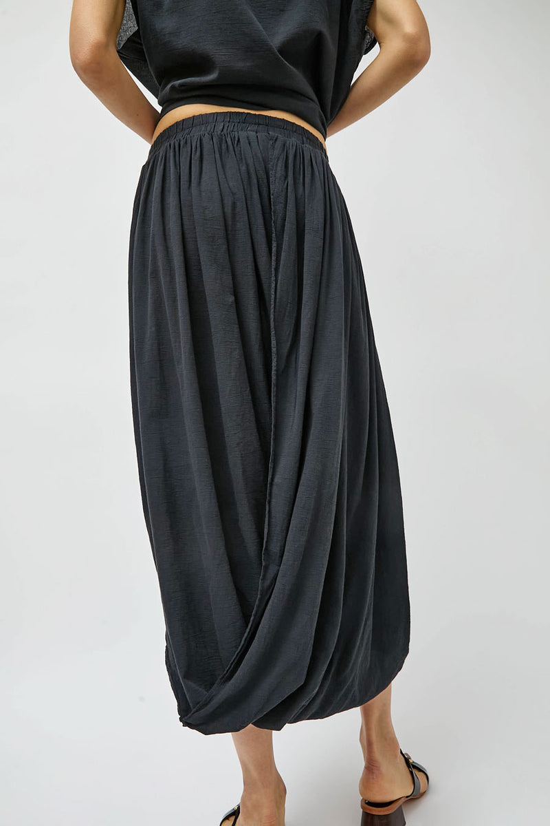 Black Crane Greek Column Skirt in Sumi Black