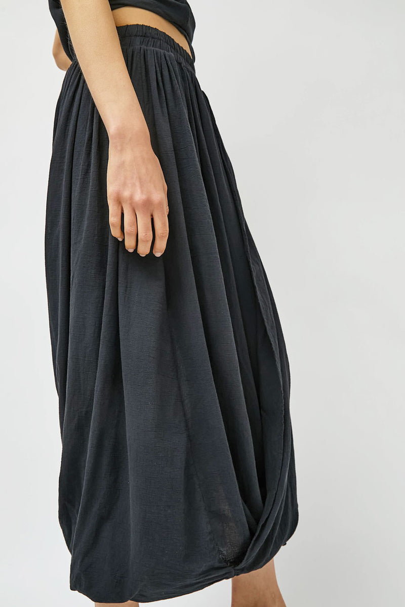Black Crane Greek Column Skirt in Sumi Black