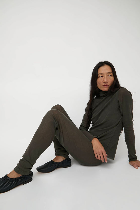 Black Crane Mesh Leggings in Slate