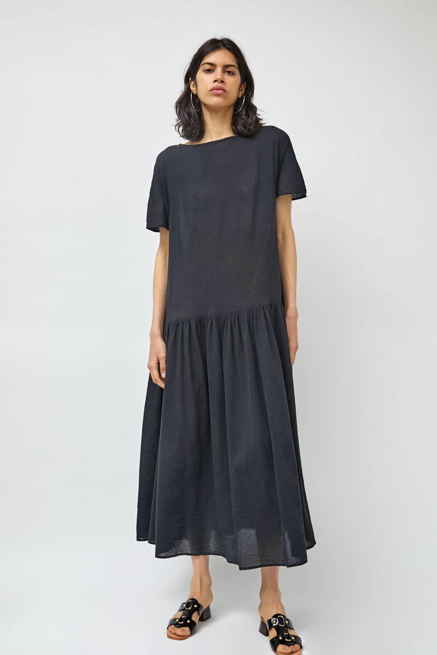Black Crane New Easy Dress in Sumi Black