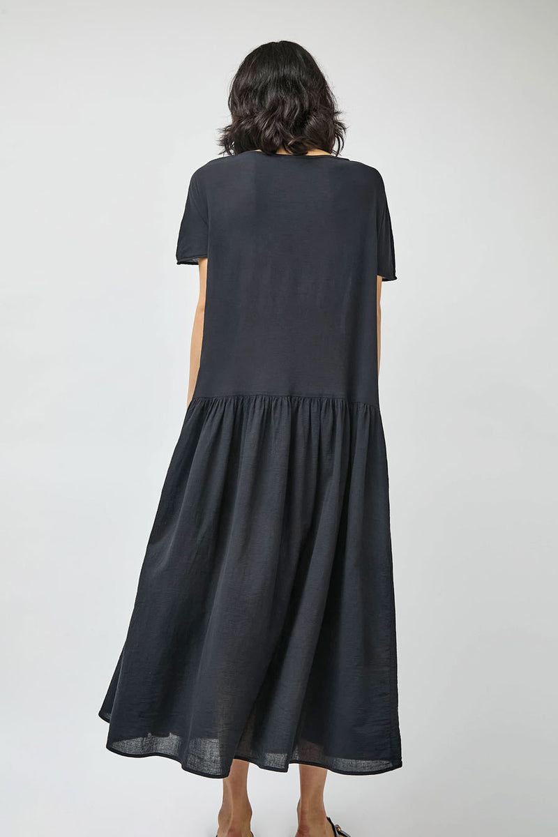 Black Crane New Easy Dress in Sumi Black
