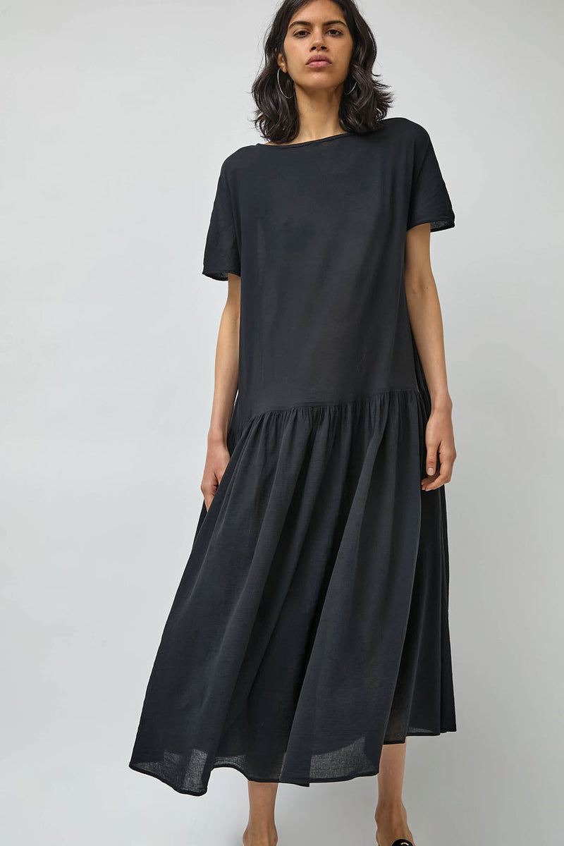 Black Crane New Easy Dress in Sumi Black