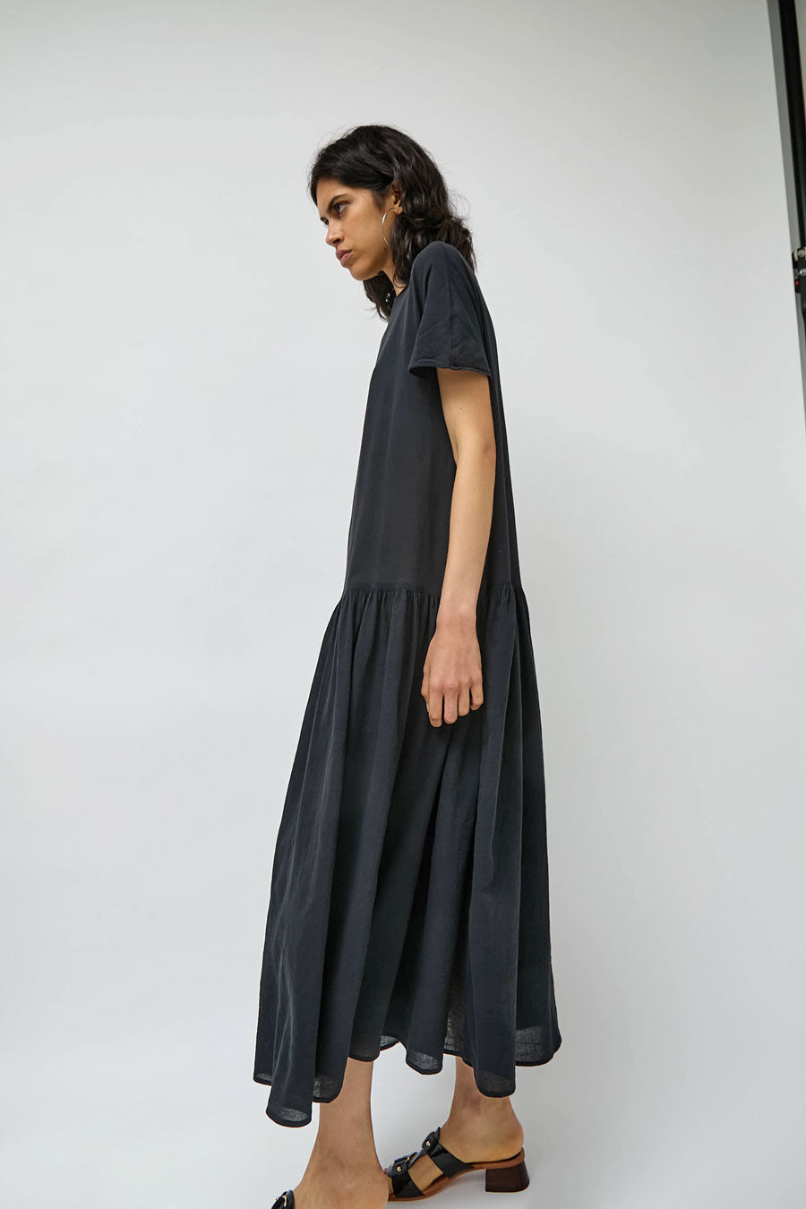 Black Crane New Easy Dress in Sumi Black