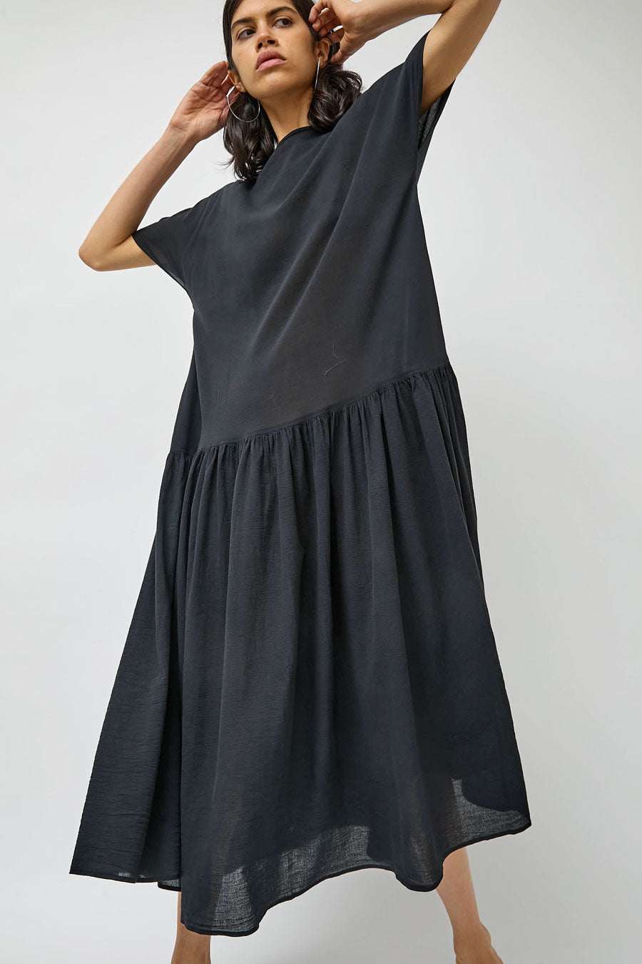 Black Crane New Easy Dress in Sumi Black