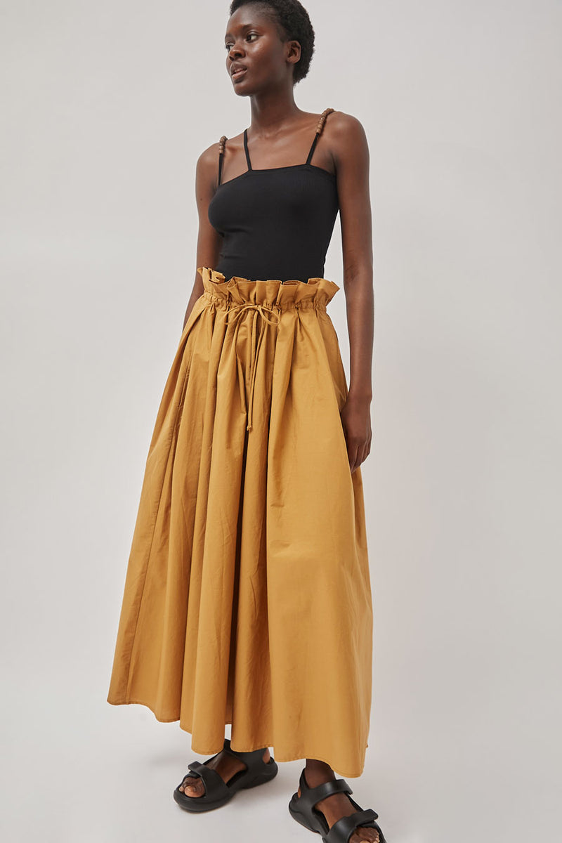 Black Crane Parachute Skirt in Camel