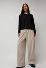 Black Crane Straight Trousers in Cement