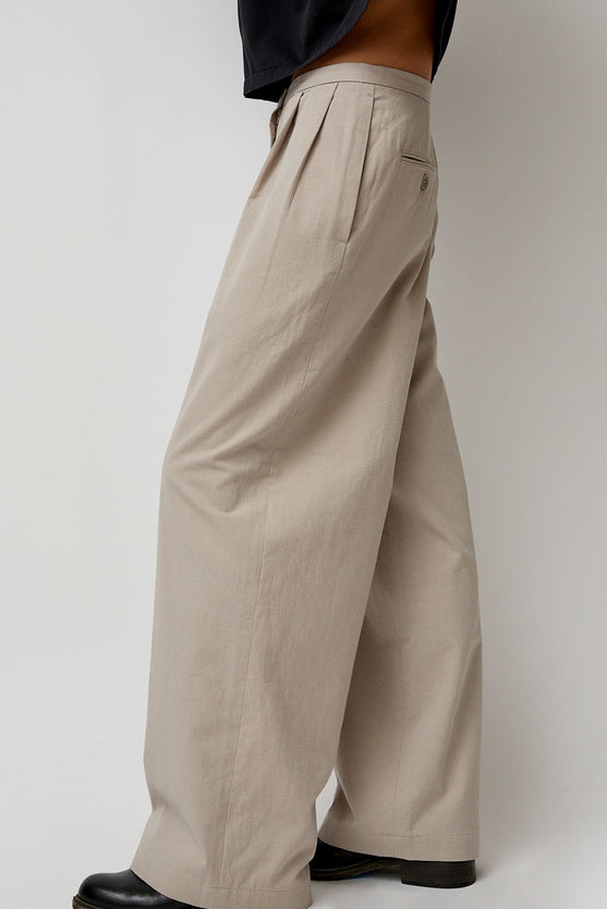 Black Crane Straight Trousers in Cement