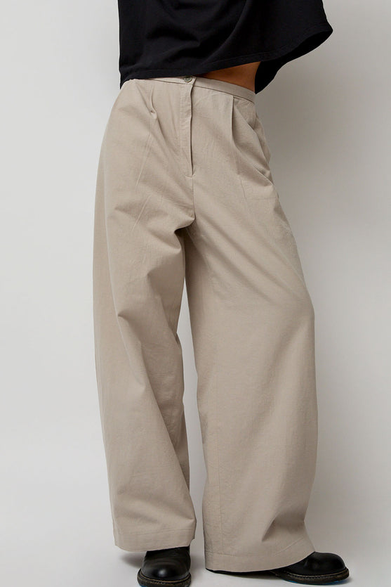 Black Crane Straight Trousers in Cement