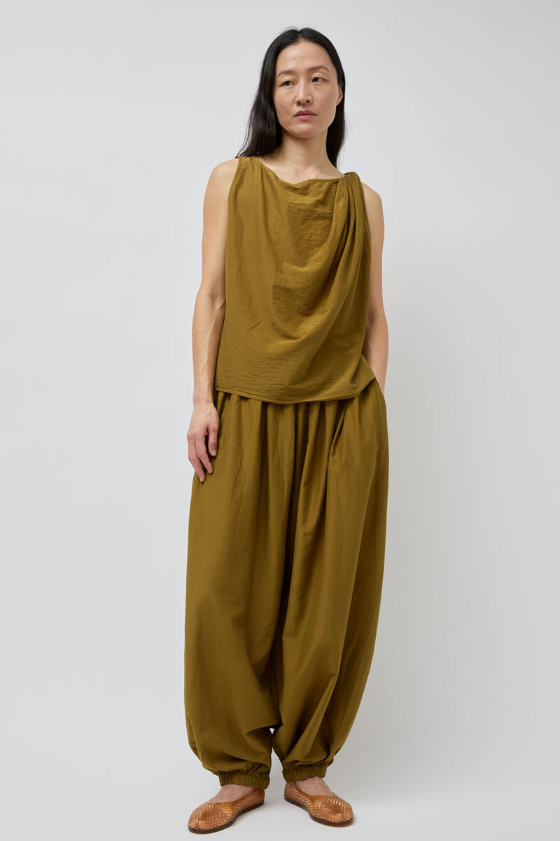 Black Crane Twisted Tank Top in Dark Olive