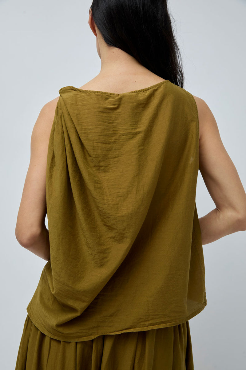 Black Crane Twisted Tank Top in Dark Olive