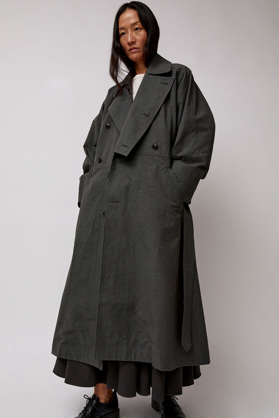 Black Crane Unisex Coat in Slate