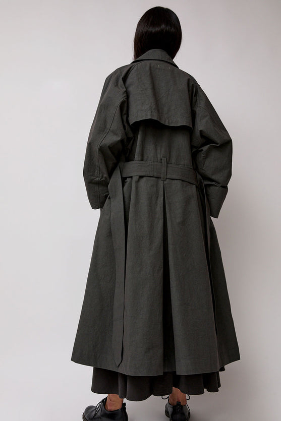 Black Crane Unisex Coat in Slate