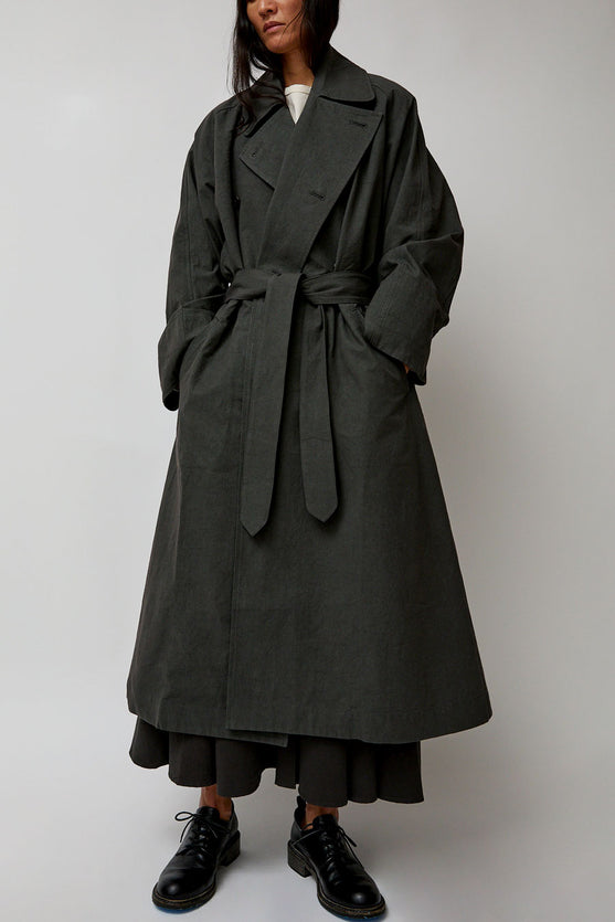 Black Crane Unisex Coat in Slate