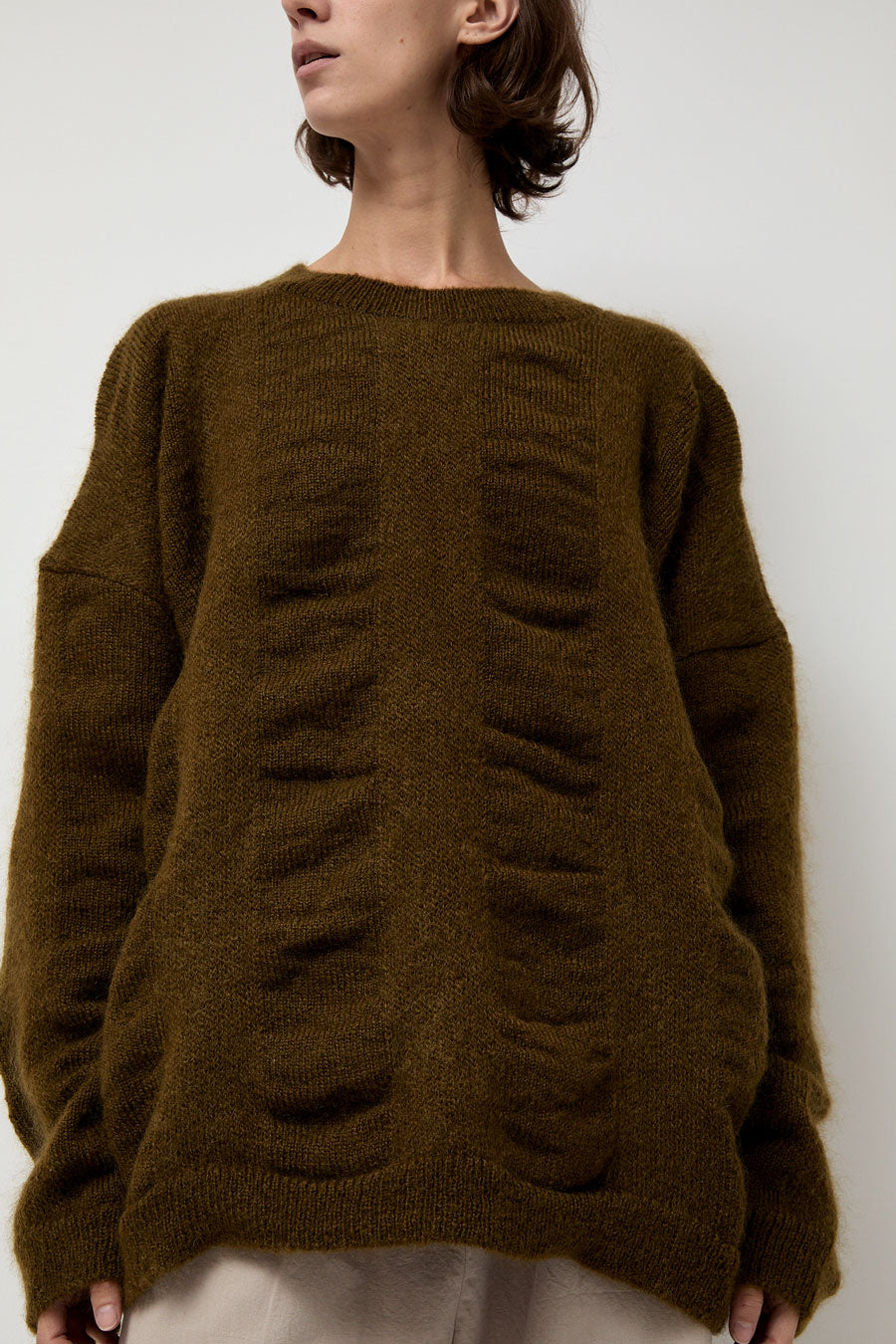 Black Crane Waterfall Sweater in Dark Olive