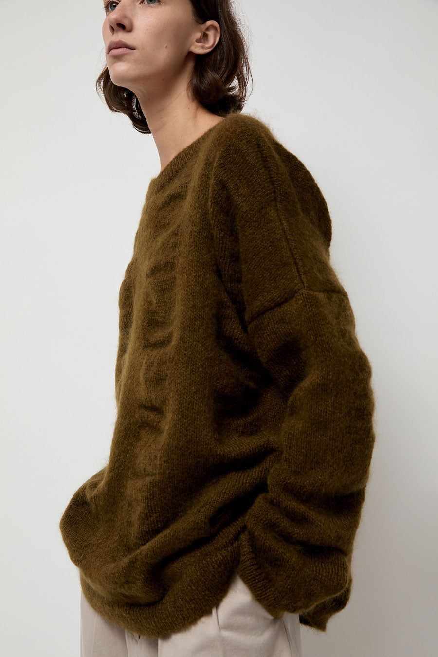 Black Crane Waterfall Sweater in Dark Olive