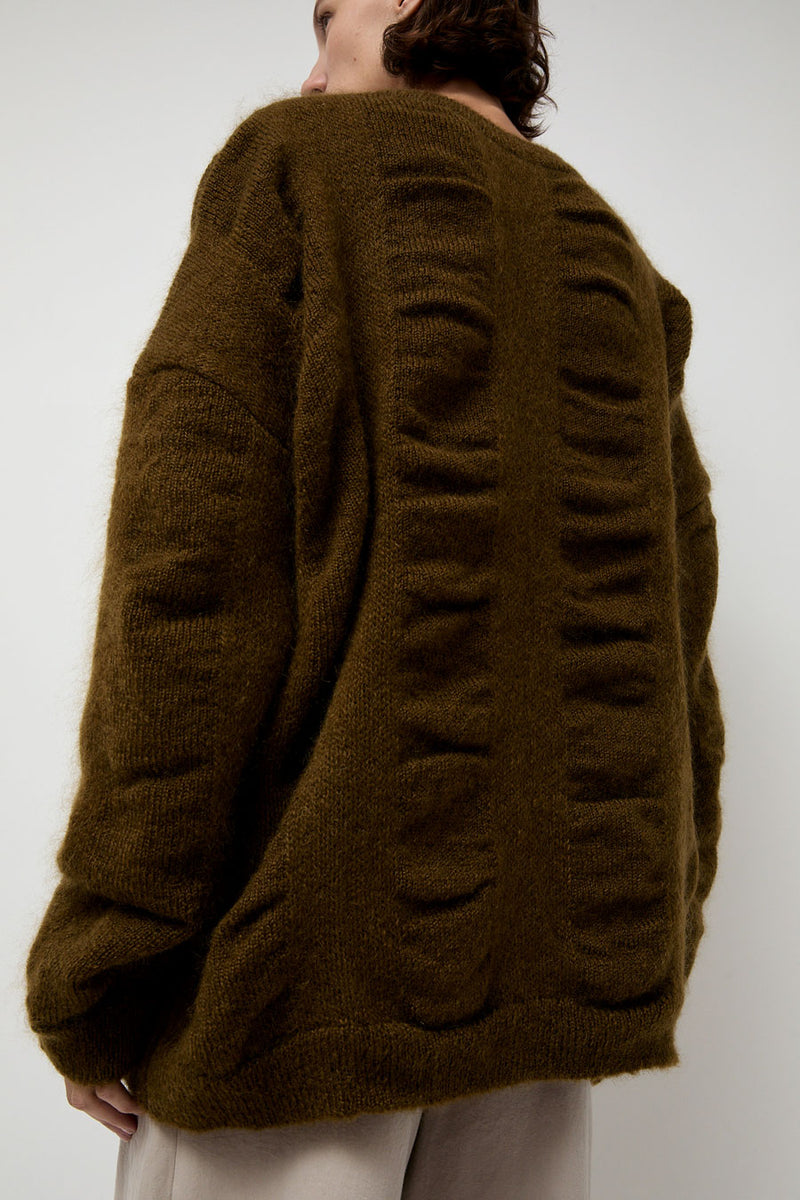 Black Crane Waterfall Sweater in Dark Olive