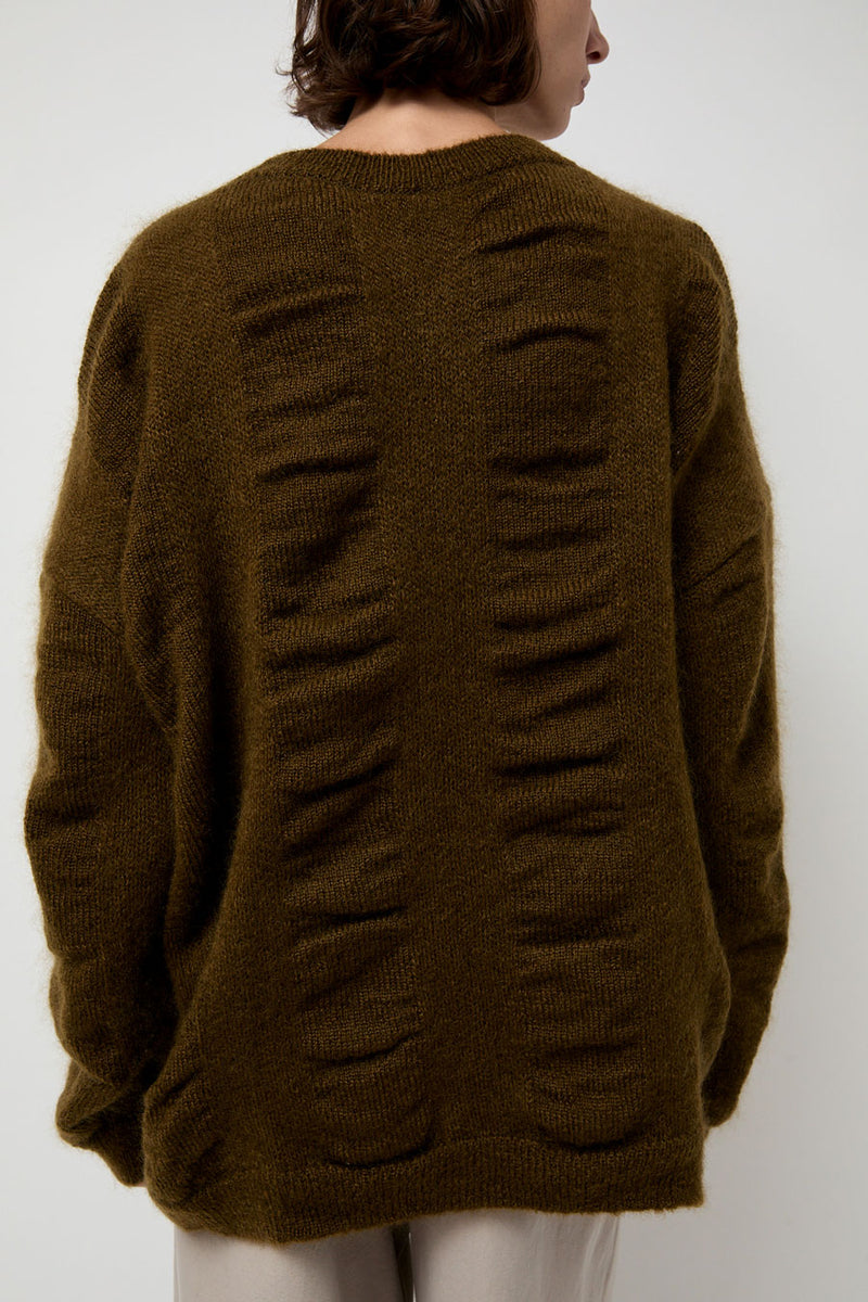 Black Crane Waterfall Sweater in Dark Olive