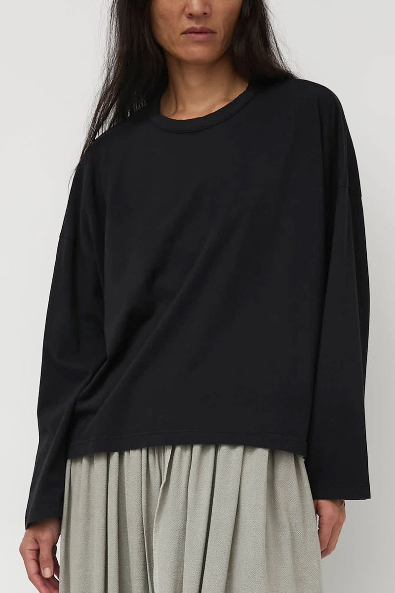 Black Crane Wide Long Sleeve Tee in Black