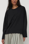 Black Crane Wide Long Sleeve Tee in Black