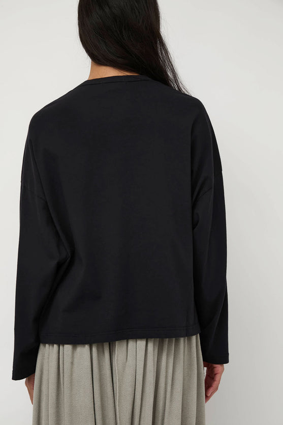 Black Crane Wide Long Sleeve Tee in Black
