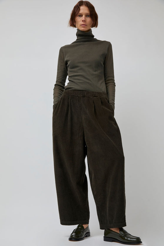 Black Crane Wide Pants in Dark Forest