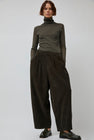 Black Crane Wide Pants in Dark Forest