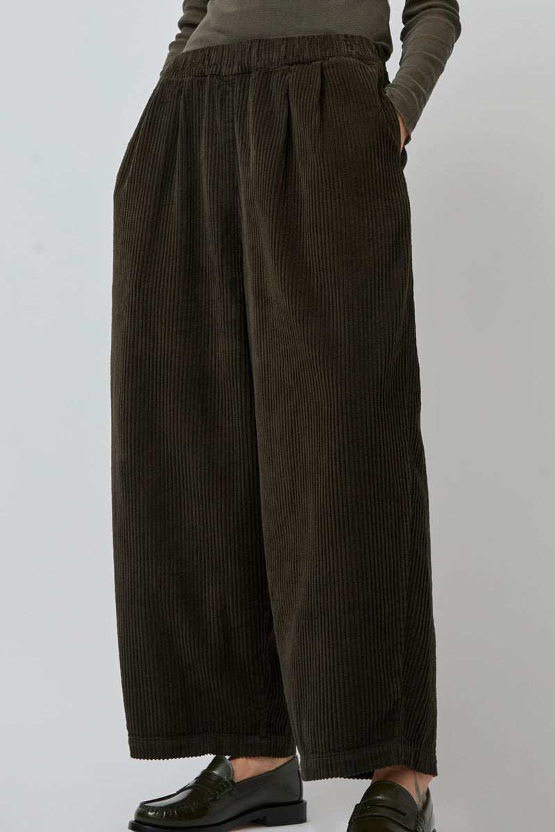 Black Crane Wide Pants in Dark Forest