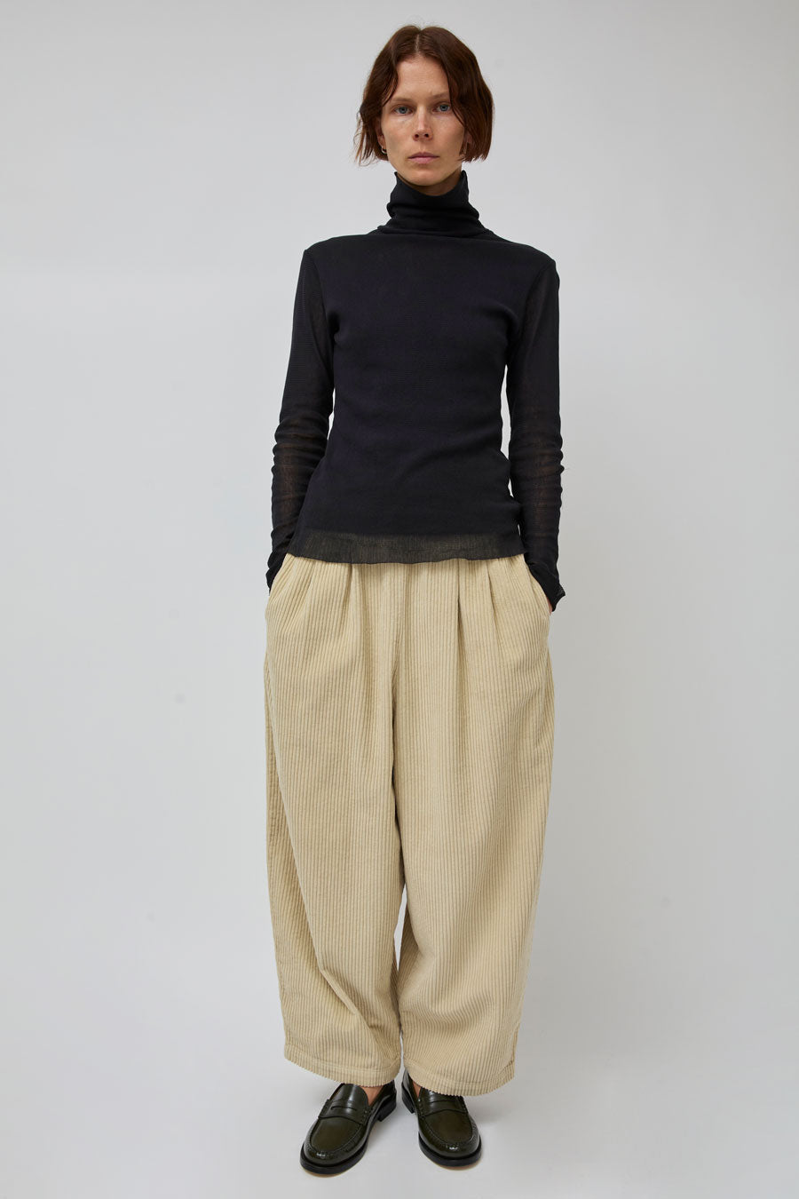 Black Crane Wide Pants in Ivory