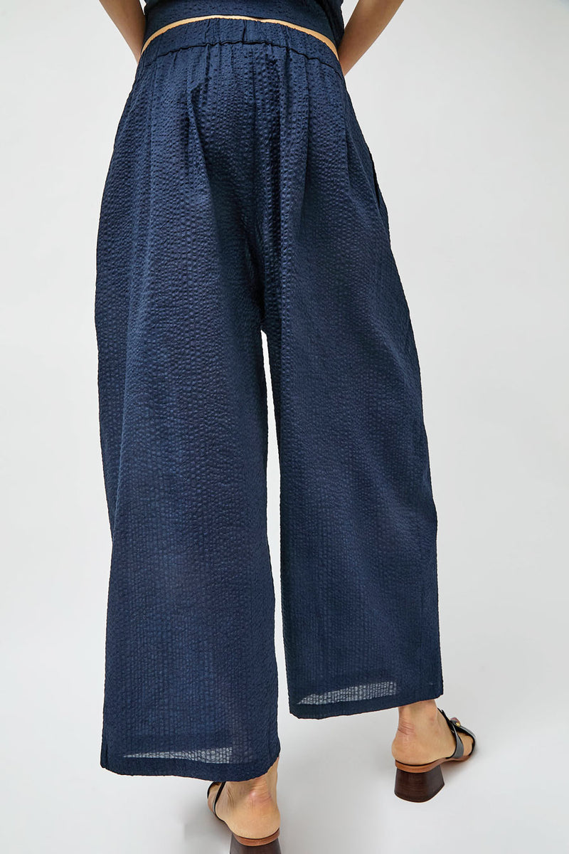 Black Crane Wide Pants in Navy
