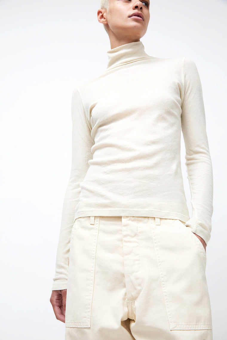 Black Crane Long Sleeve Turtleneck in Natural