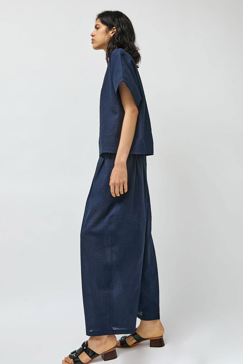 Black Crane Wide Pants in Navy