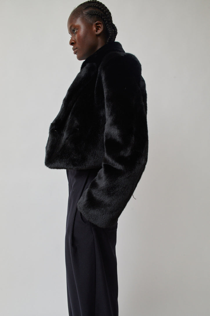 No.6 Store Blossom Morse Fur Jacket in Black Black / 36