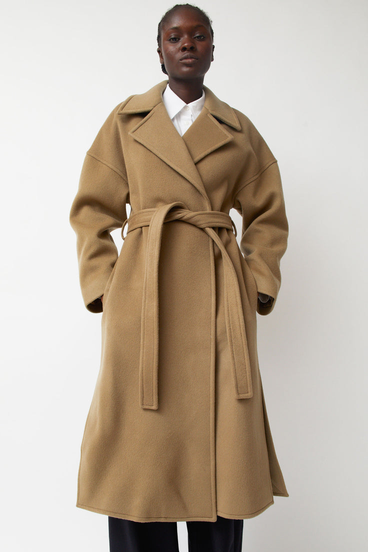 Blossom Raf Wool Cashmere Long Coat in Beige