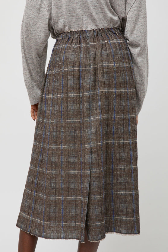 Boboutic A Quadretti Skirt in Brown and Avio Mix