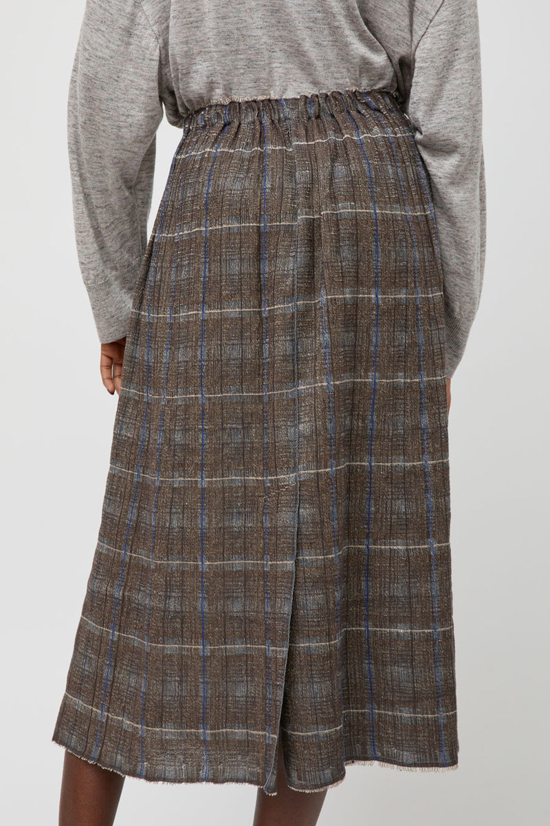 Boboutic A Quadretti Skirt in Brown and Avio Mix