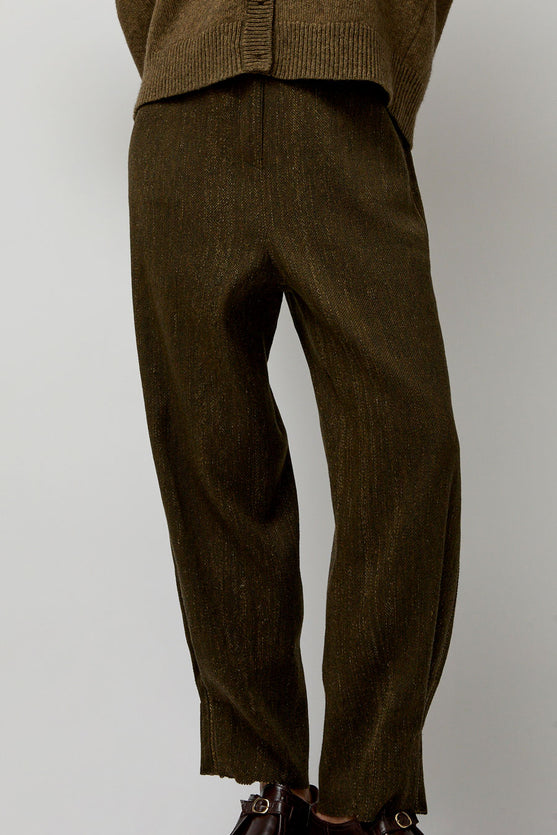 Boboutic Wool Linen Canvas Trousers in Green