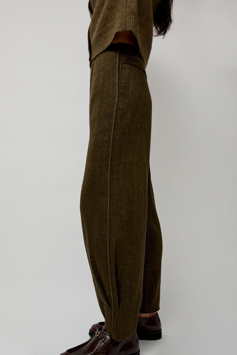 Boboutic Wool Linen Canvas Trousers in Green