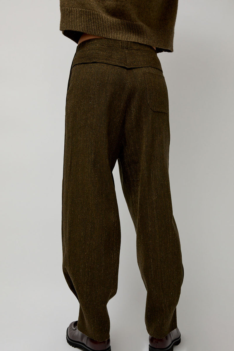 Boboutic Wool Linen Canvas Trousers in Green