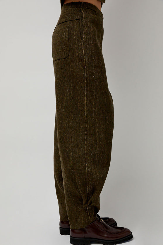 Boboutic Wool Linen Canvas Trousers in Green