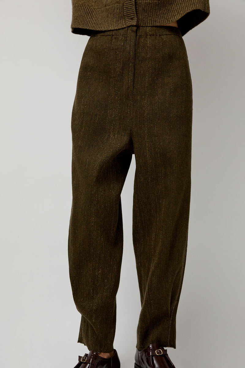 Boboutic Wool Linen Canvas Trousers in Green