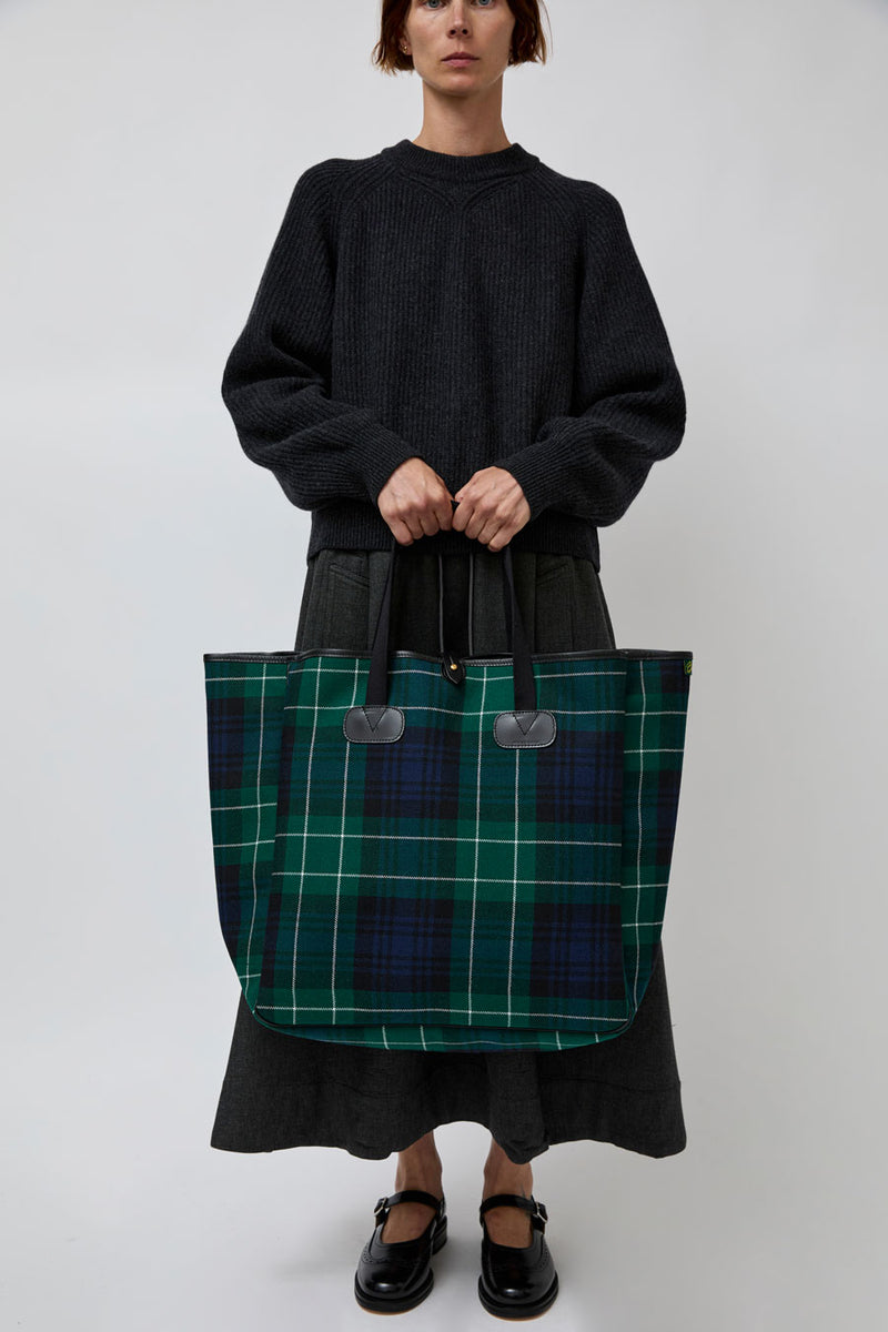 Brady Large Carryall in Green Tartan Wool
