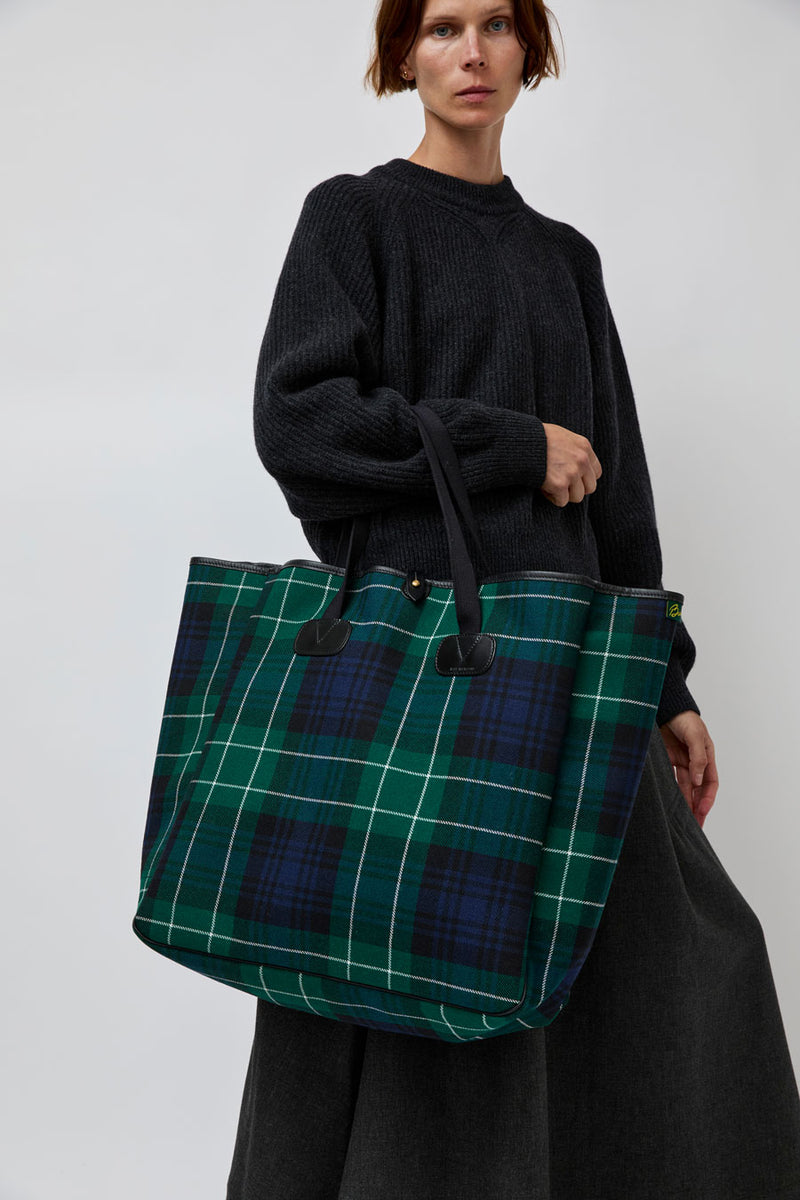 Brady Large Carryall in Green Tartan Wool
