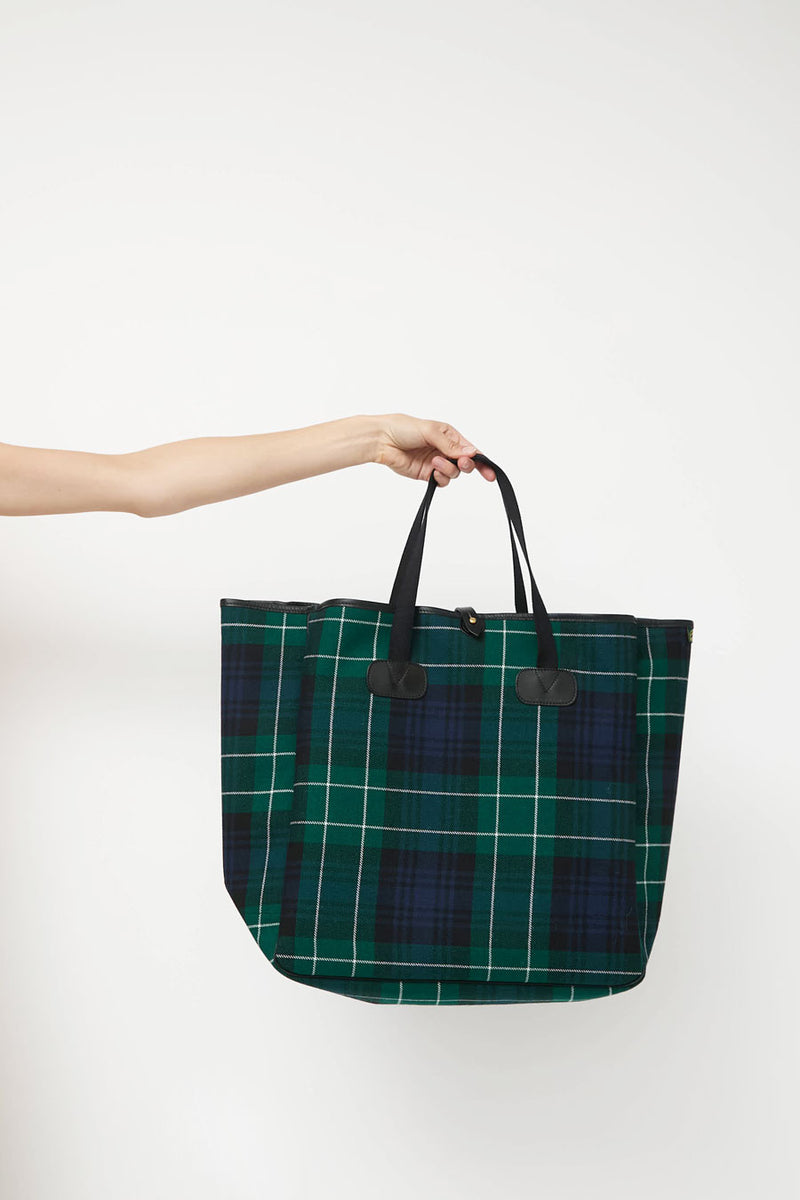 Brady Small Carryall in Green Tartan Wool
