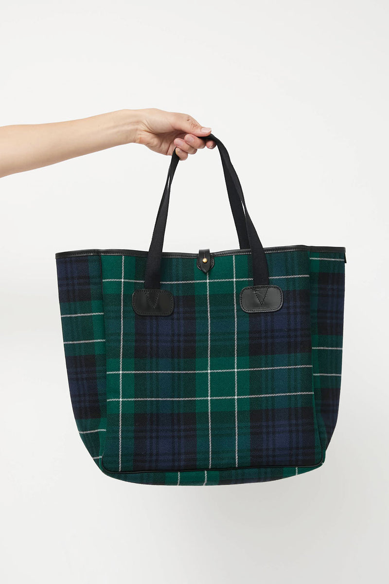 Brady Large Carryall in Green Tartan Wool