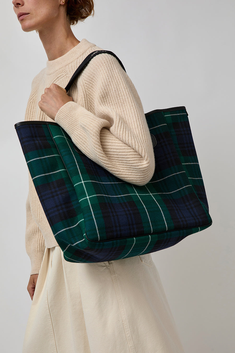 Brady Small Carryall in Green Tartan Wool